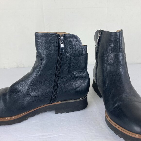 FRANCO SARTO Womens sz 9.5 Black Leather Block Heel Ankle Boots - Picture 4 of 9